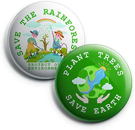 Protect Our Environment Pin Back Buttons - Save Our Trees (10 Pack)
