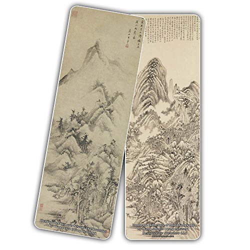 Creanoso Classic China Classical Arts Paintings Bookmarks (60-Pack) - Inspirational Chinese Art Impressions Bookmarker Card Set - Great Stocking Stuffers for Men, Women, Teens, Artists