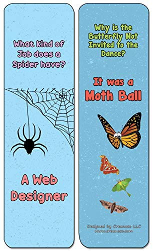 Creanoso Insect Puns Silly Hilarious Bookmarks Cards (30-Pack) - Assorted Designs for Children - Classroom Reward Incentives for Students - Stocking Stuffers Party Favors & Giveaways for Teens