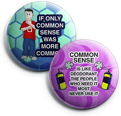 Creanoso Funny Common Sense Button Pins (1-Set X 10 Buttons) - Stocking Stuffers Premium Quality Gift Ideas for Children, Teens, & Adults - Corporate Giveaways & Party Favors