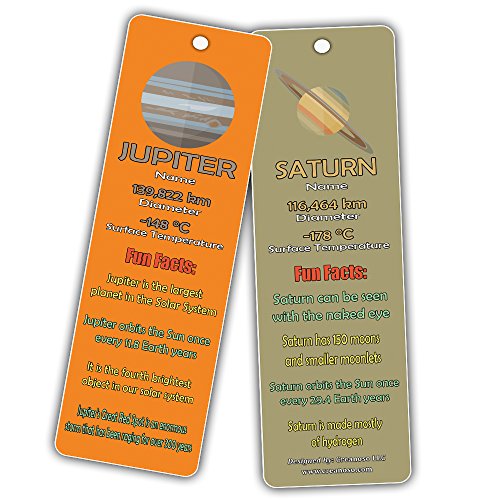 Outer Space Planets Universe Fun Facts Bookmark Cards (30-Pack) - Astronomy Sun Venus Mars Earth Moon Jupiter Saturn Uranus Neptune - Astrophysics Party Favors - Teacher Classroom Incentive Giveaways