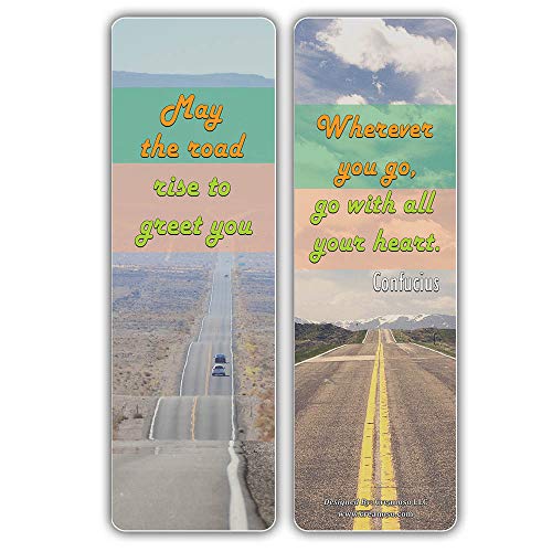 Creanoso Travel Land Sayings Road Trip Bookmarks (30-Pack) Ã¢â‚¬â€œ Great Travel Giveaways for Travelers, Adventurers, Explorers - Stocking Stuffers Gift for Men, Women, Adult, Teens Ã¢â‚¬â€œ Road Trip Adventures