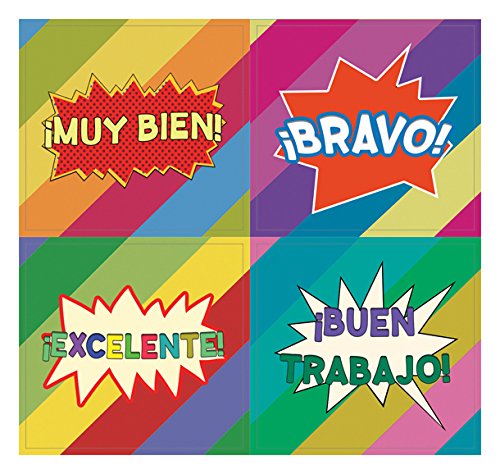 Creanoso Spanish Motivational Rewards Stickers (10-Sheet) â€“ Total 120 pcs (10 X 12pcs) Individual Small Size 2.1 x 2. Inches , Unique Designs DIY Decoration Art Decal for Children