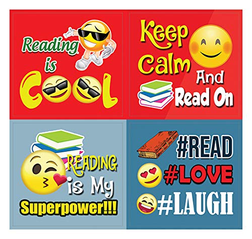 Emoji Stickers Inspirational Book Reading Sayings for Bookworms (20-Sheet) - 240 Labels Reading Quotes â€“ Gift Rewards Ideas â€“ Parents Teachers Classroom Incentives