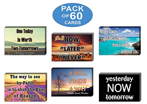 Creanoso Positive Mindset Postcards (60-Pack) â€“ Six Assorted Quality Card Stock Set â€“ Premium Stocking Stuffers Gift Ideas â€“ Inspiring Words for Daily Life