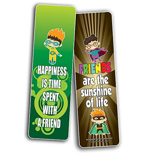 Superhero Friendship Cards Bookmarks for Kids (30-Pack) Ã¢â‚¬â€œ Assorted Book Reading Bookmarks Ã¢â‚¬â€œ Stocking Stuffers Friendship Gifts for Children Students Bestfriends - Party Favors