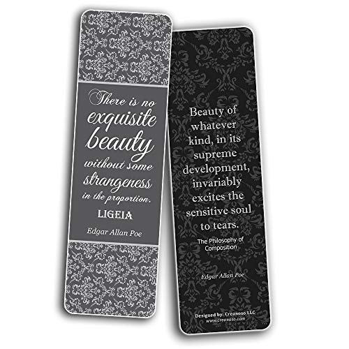 Edgar Allen Poe The Raven Bookmark Cards (60-Pack) - Nevermore - Cool Bookworm Gifts - Unique Reading Bookmarks for Books - Notebook Journal Scrapbooking Decor Art