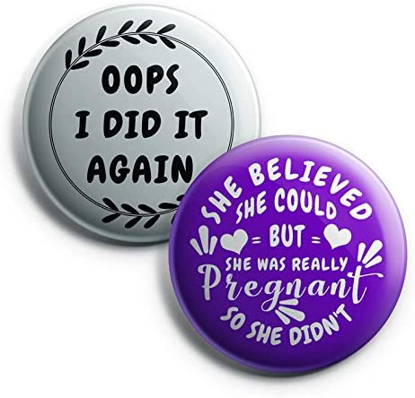 Funny Pregnancy Pinback Button (10-Pack) - Large 2.25" Pins Badges for Pregnant Women Funny Design