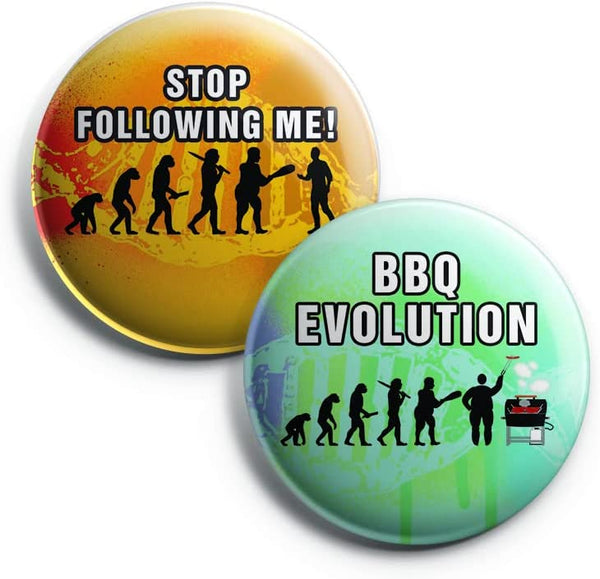Funny Evolution Button Pins (1-Set X 10 Buttons)
