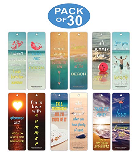 Creanoso Summer Love Inspirational Sayings Bookmark Cards (30-Pack) Ã¢â‚¬â€œ Reading Readers Bookmarks Collection Pack Ã¢â‚¬â€œ Book Reading Supplies Ã¢â‚¬â€œ Book Clubs Reading Ã¢â‚¬â€œ Summer Fun