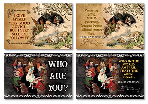 Creanoso Alice in Wonderland Postcards (60-Pack) - Assorted Card Stock Bulk Set â€“ Premium Quality Greeting Cards â€“ Stocking Stuffers Gift for Kids