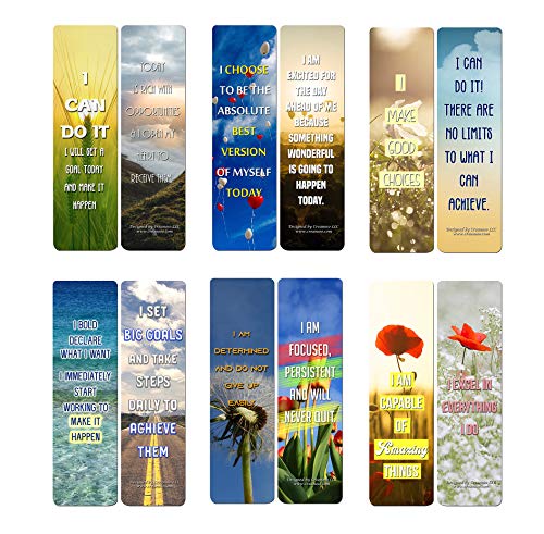 Creanoso Positive Encouragement Bookmarks - Success Motivational (60-Pack) - Premium Design Gift Set for any Occasions - Perfect Party favors and Business Giveaways