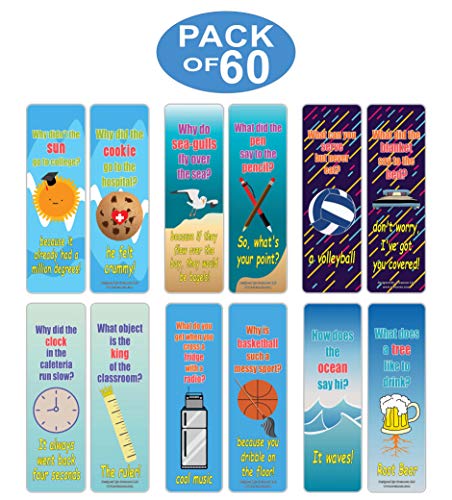 Creanoso Hilariously Silly and Funny Jokes Series 4 Bookmarks (60-Pack) ÃƒÂ¢Ã¢â€šÂ¬Ã¢â‚¬Å“ Motivational Book Reading Bookmarkers ÃƒÂ¢Ã¢â€šÂ¬Ã¢â‚¬Å“ Teacher Incentive and Classroom Rewards Gifts ÃƒÂ¢Ã¢â€šÂ¬Ã¢â‚¬Å“ Unique Party Favors