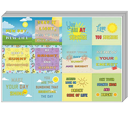 Creanoso Inspirational Sayings Happy Thoughts Stickers â€“ Sun Theme (20-Sheet) â€“ Premium Gift Set for Men Women Teens Adults â€“ Business Giveaways â€“ Employee Rewards Incentives â€“ DIY Decal DÃ©cor Art
