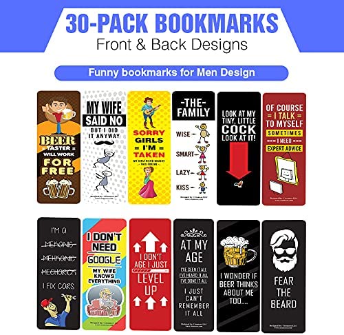 Creanoso Funny bookmarks for Men (30-Pack) - Party Favors & Corporate Giveaway Incentives Gift Pack