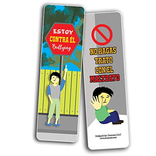 Creanoso Spanish Anti Bullying No Acoso Escolar Bookmarks (30-Pack) - Inspirational and Motivational Sayings Bookmarker Cards Ã¢â‚¬â€œ Assorted Pack Collection for Inspiring Book Reader and Lovers