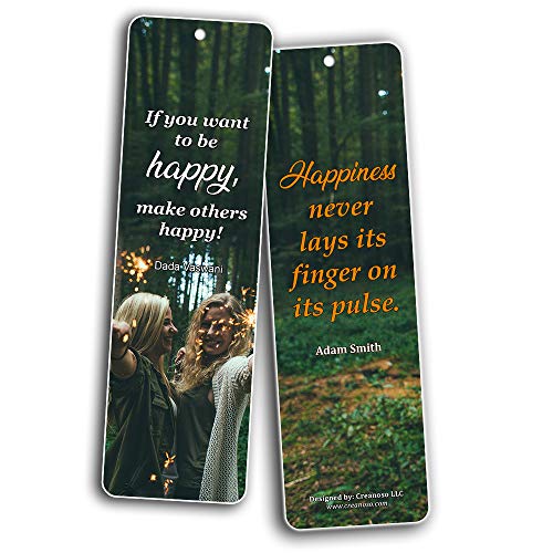 Creanoso True Happiness Bookmarks (30-Pack) Ã¢â‚¬â€œ Stocking Stuffers Gift for Men & Women, Teens - Rewards Gifts Ã¢â‚¬â€œ Awesome Bookmark Collection Ã¢â‚¬â€œ Bulk Set Pack Ã¢â‚¬â€œ Inspiring Quote Sayings for Friends