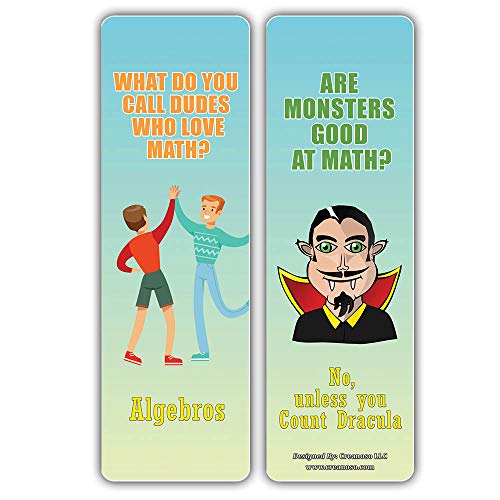 Creanoso Funny Jokes Puns Math Bookmarks (30-Pack) Ã¢â‚¬â€œ Stocking Stuffers Gift for Math Teachers, Students, Men & Women, Teens, Professionals Ã¢â‚¬â€œ Math Class Rewards Ã¢â‚¬â€œ Teaching Incentives Ã¢â‚¬â€œ Book Clip