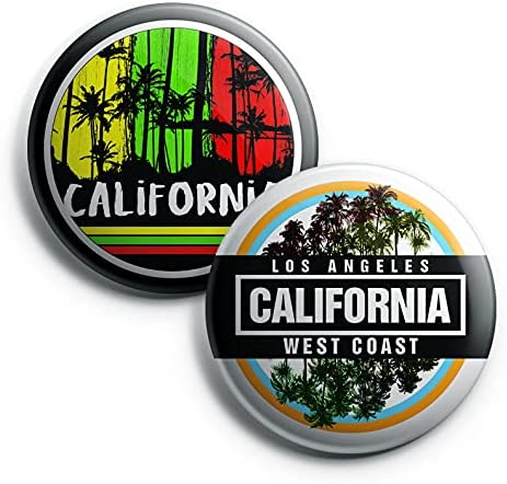 California Tropical Design Pin Back Button (1-Set X 10 Buttons)