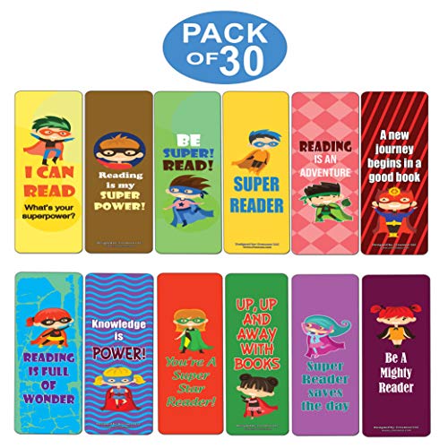 Creanoso Super Bookmarks for Kids Reading Star (30-Pack) Ã¢â‚¬â€œ Six Assorted Quality Reading Bookmarks for Kids Ã¢â‚¬â€œ Premium Gift Set Boys & Girls Ã¢â‚¬â€œ Stocking Stuffers Gifts for Children Ã¢â‚¬â€œ Reading Book Clip