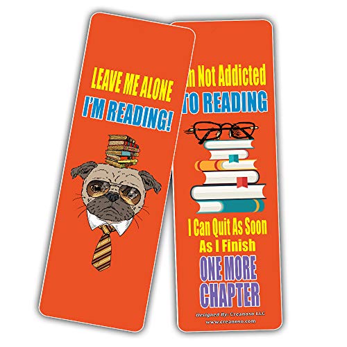 Creanoso Book Lovers Reading Bookmarks (60-Pack) - Inspiring Bookmarker Cards for Bibliophiles - Best Gifts Stocking Stuffers for Him, Her, Boyfriend, Girlfriend, Couple, Men or Women
