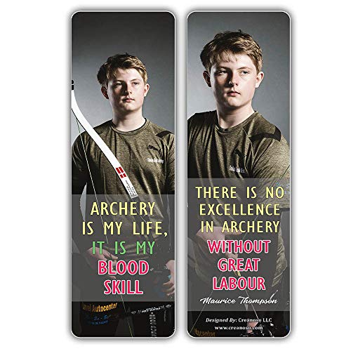 Creanoso Sports Hobby Bookmarks Ã¢â‚¬â€œ Archery Quote Sayings (30-Pack) Ã¢â‚¬â€œ Premium Gift Collection Set Ã¢â‚¬â€œ Awesome Bookmarks for Archers, Hobbyist, Adult Men Women Ã¢â‚¬â€œ Six Bulk Assorted Bookmarks Designs
