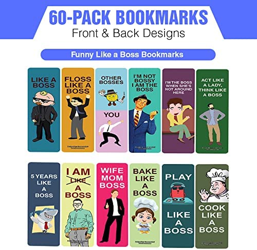 Funny Bookmarks Like a Boss Bookmarks (10-Sets X 6 Cards)