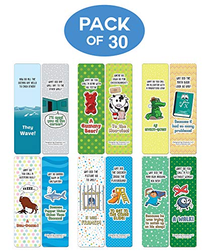 Creanoso Jokes for Kids Series Bookmarks Cards - Series 1 (30-Pack) - Classroom Reward Incentives for Students and Children - Stocking Stuffers Party Favors & Giveaways for Teens & Adults