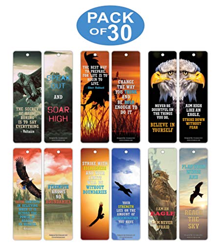 Creanoso Inspiring Inspirational Strong Words Eagle Bookmarkers for Men, Women (30-Pack) Ã¢â‚¬â€œ Powerful Sayings About Character Ã¢â‚¬â€œ Stocking Stuffers Gift for Leaders, Coaches, Athletes