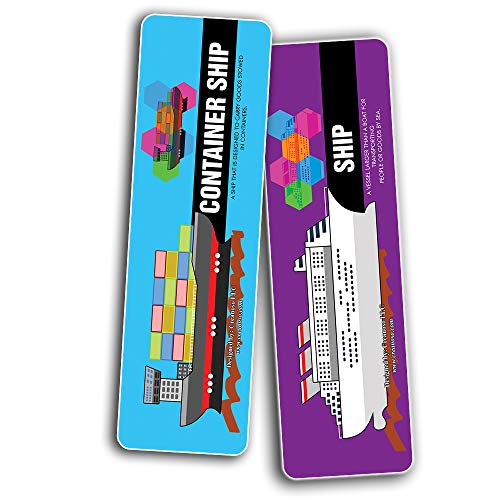 Transportation Vocabolary Bookmarks (30-Pack)-Stocking Stuffers Premium Quality Gift Ideas for Children, Teens, Adults - Corporate Giveaways & Party Favors