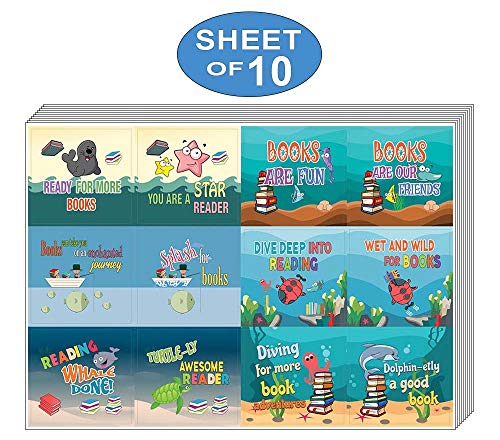 Creanoso Cute Sayings Sea Creatures Stickers (10-Sheet) â€“ Total 120 pcs (10 X 12pcs) Individual Small Size 2.1 x 2. Inches , Waterproof, Unique Personalized Themes Designs, Any Flat Surface DIY Decoration Art Decal for Boys & Girls, Children, Teens