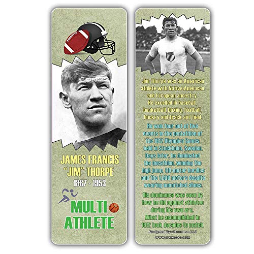 Creanoso Famous Historical Americans Athletes Facts Bookmarks (30-Pack) Ã¢â‚¬â€œ Learning Facts Rewards Cards Ã¢â‚¬â€œ Awesome Educational Gift Bookmarks for Students, Boys, Girls, Teens, Sports Enthusiasts