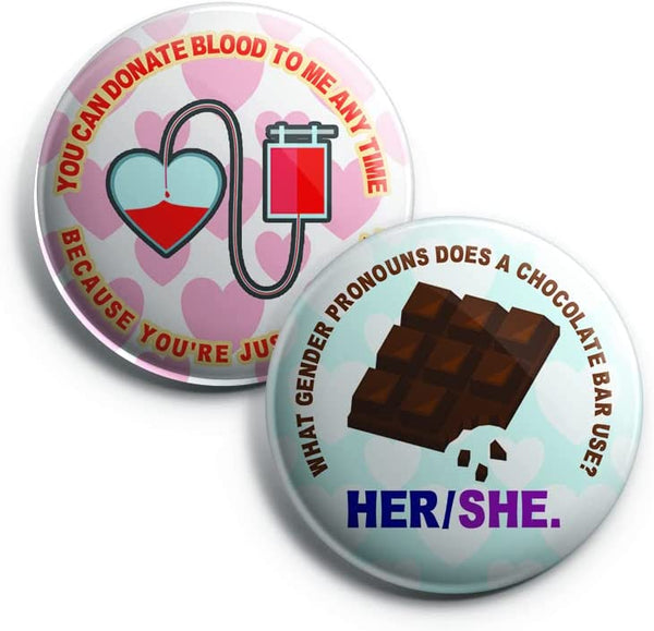 Creanoso Funny I love you couple puns for him and her Button Pins (1-Set X 10 Buttons) - Stocking Stuffers Premium Quality Gift Ideas for Children, Teens, & Adults - Corporate Giveaways & Party Favors