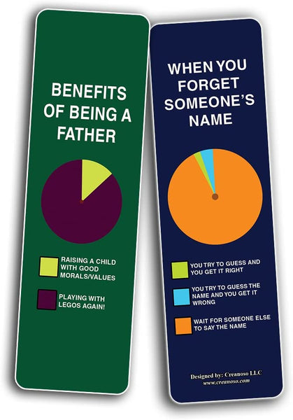 Creanoso Funny color Bookmarks (2-Sets X 6 Cards)â€“ Daily Inspirational Card Set â€“ Interesting Book Page Clippers â€“ Great Gifts for Kids and Teens