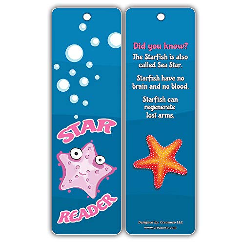Creanoso Fun Learning Facts Under the Sea Bookmarks (30-Pack) Ã¢â‚¬â€œ Six Sea Creatures Facts Bookmark Design Bulk Set Ã¢â‚¬â€œ Premium Quality Book Clippers for Kids, Boys, Girls