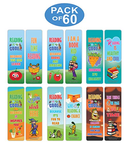 Creanoso Cool Vegetable Reading Sayings Bookmarks (60-Pack) ÃƒÂ¢Ã¢â€šÂ¬Ã¢â‚¬Å“ Stocking Stuffers Gift for Kids, Boys & Girls, Teens ÃƒÂ¢Ã¢â€šÂ¬Ã¢â‚¬Å“ Party Favors Supplies ÃƒÂ¢Ã¢â€šÂ¬Ã¢â‚¬Å“ Book Reading Rewards Gifts Incentive ÃƒÂ¢Ã¢â€šÂ¬Ã¢â‚¬Å“ Great G