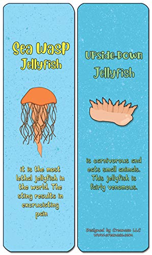 Creanoso Jellyfish Bookmark Cards (60-Pack) - Premium Quality Gift Ideas for Children, Teens, & Adults for All Occasions - Stocking Stuffers Party Favor & Giveaways