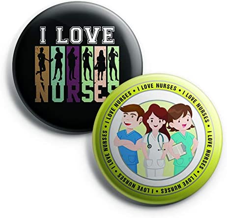 I love Nurses Pinback Buttons (10 Pack) - Large 2.25" Boys and Girls Cute Designs Button pins ASIN:B08THDVFQ1