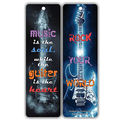 Creanoso Inspiring Inspirational Quotes Guitar Bookmarkers for Guitar Players (30-Pack) Ã¢â‚¬â€œ Motivational Guitar Sayings Ã¢â‚¬â€œ Stocking Stuffers Gift for Musicians, Bass Players, Guitar Lovers