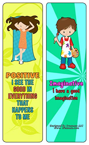 Creanoso Powerful Character Traits Bookmarks Series 2 (60-Pack) - Assorted Designs for Children - Classroom Reward Incentives for Students - Stocking Stuffers & Party Favors