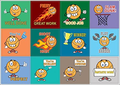 Creanoso Motivational Series Sayings Stickers (Basketball Sport) - 20 Sheets â€“ Positive Encouraging Words Sticky Decal for Boys, Girls, Kids, Teens, Friends â€“ Essential Assorted Collection Set