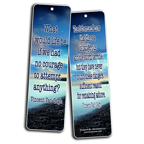 Creanoso Inspirational Bookmarks (60-Pack) - Inspiring Quotes About Life Bookmarker Cards - Awesome Positive Wisdom Encouragement Gifts for Men Women Adults Teens Kids Entrepreneur