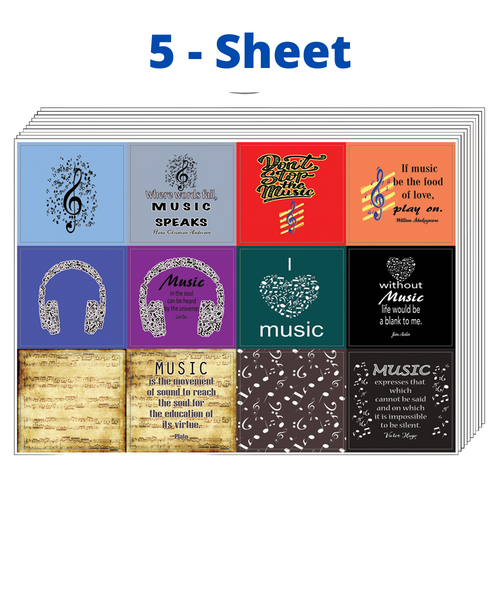 Music Theme Inspirational Quotes Stickers (5 Sets X 16 Designs)