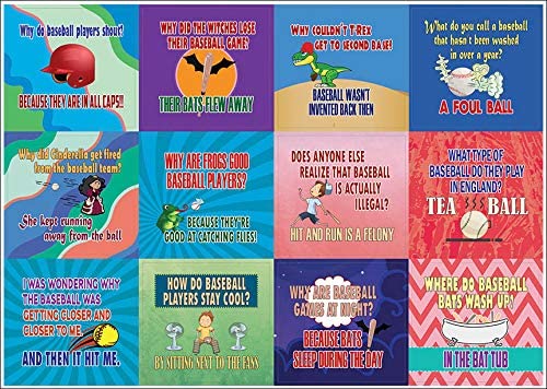 Creanoso Playing Baseball Funny Sports Jokes Stickers (10-Sheet) â€“ Total 120 pcs (10 X 12pcs) Individual Small Size 2.1 x 2. Inches