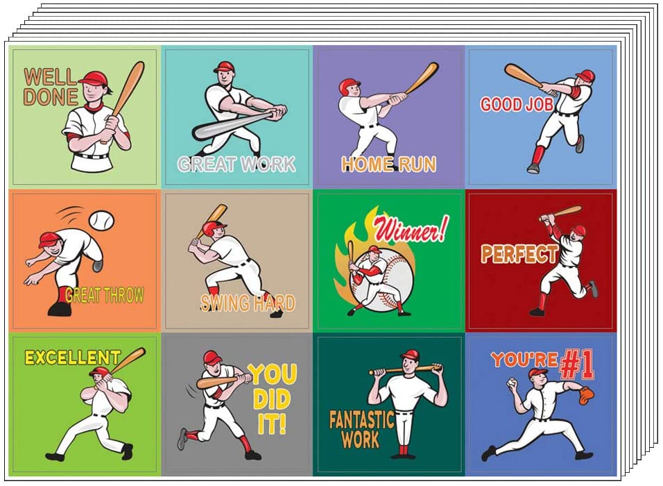 Creanoso Inspiring Positive Motivational Baseball Sports Stickers (20-sheets) â€“ Great Sport Motivational Decal Pack for Kids, Teens, Men & Women â€“ Sticky Surface DÃ©cor Decoration Collection Set