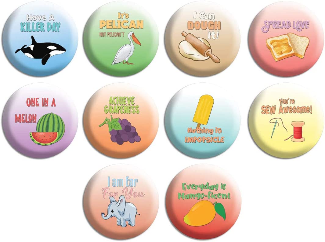Funny Positive Puns Pinbutton (10-Packs)