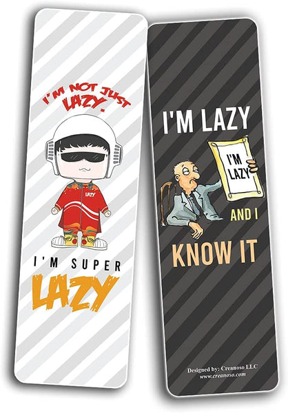 Creanoso Funny Lazy Bookmarks (12-Pack) - Stocking Stuffers Incentive Gift Ideas for Teens and Adults