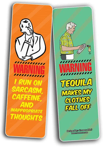 Funny Warning Labels for Human Bookmarks (5-Sets X 6 Cards)