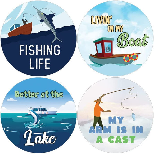 Creanoso Funny Fishing Life Quotes Stickers (10 Sets X 16 Designs) â€“ Sticker Card Giveaways for Kids â€“ Awesome Stocking Stuffers Gifts for Boys & Girls â€“ Classroom Home Rewards Enticements