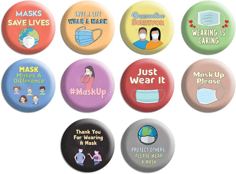 Mask Saves Lives Pinback Buttons (10 Pack)